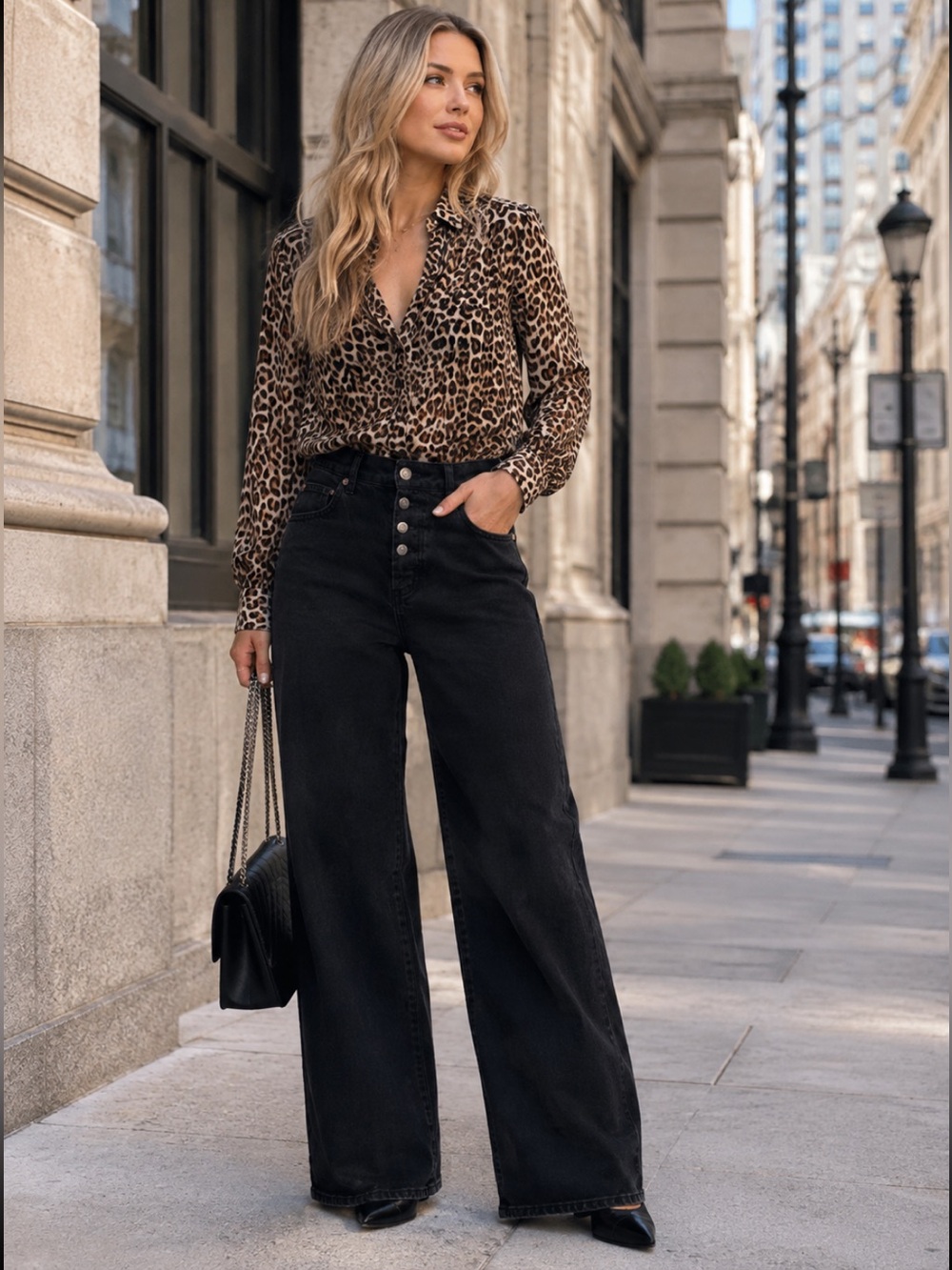 Gorgeous New Mango Black Wide Leg Jeans❤️34x33